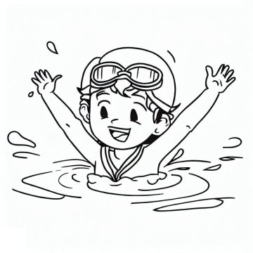 Desenho de Menino Nadador para Colorir