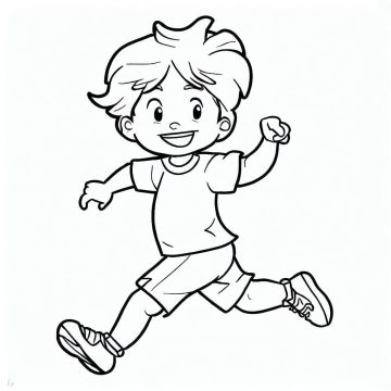 Desenho de Um Menino Correndo para Colorir