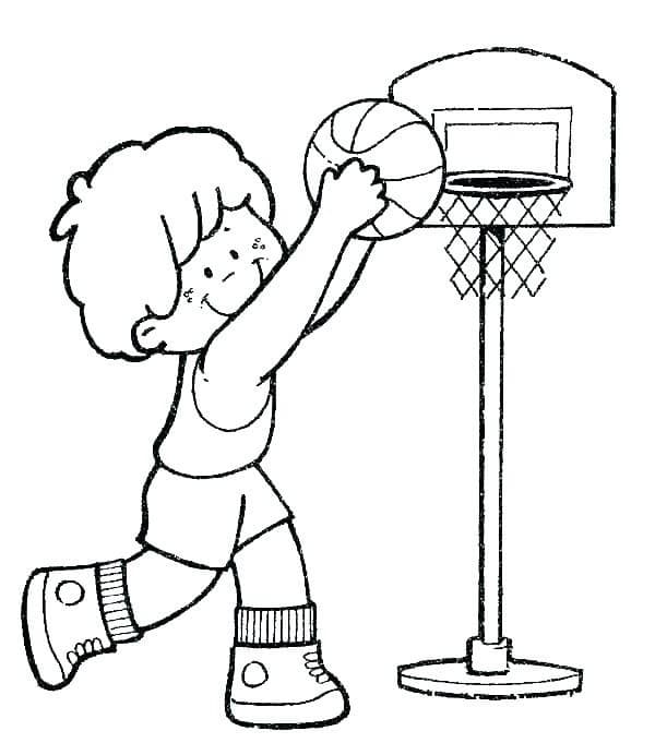 Desenho de um Menino de Basquete para Colorir