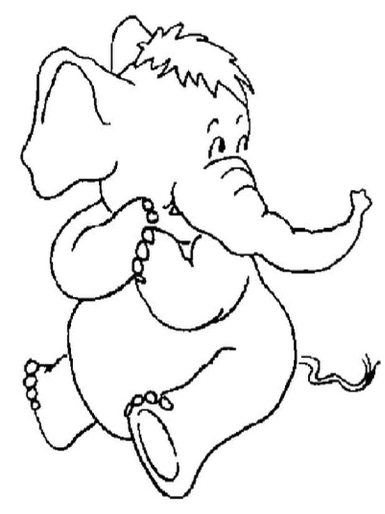 Desenho de Elefante Animado para Colorir