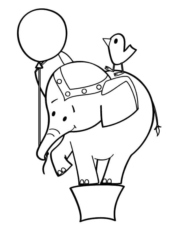 Desenho de Elefante Feliz para Colorir