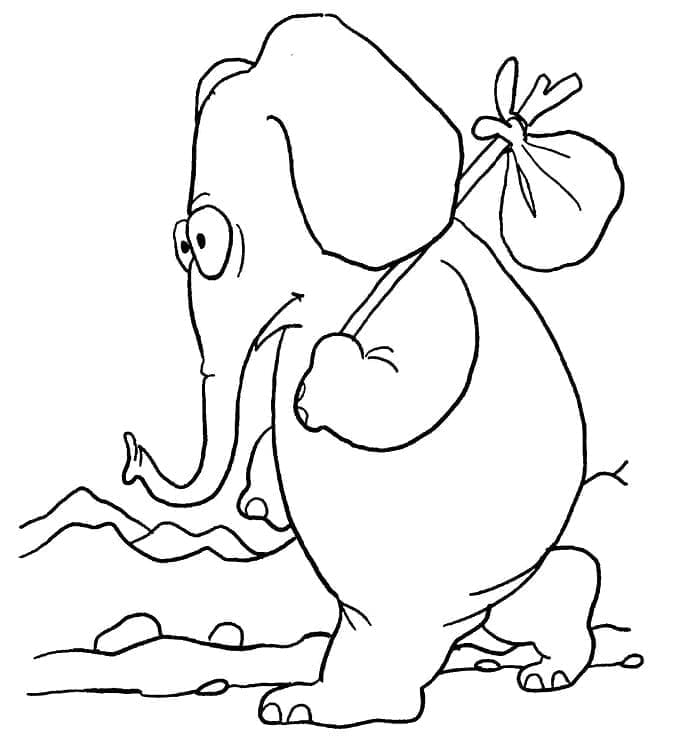 Desenho de Elefante Triste para Colorir