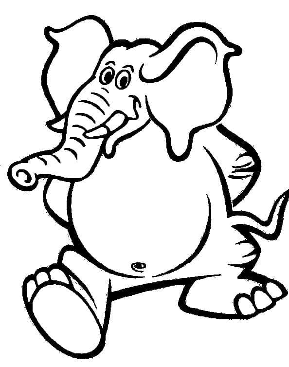 Desenho de um Elefante Animado para Colorir