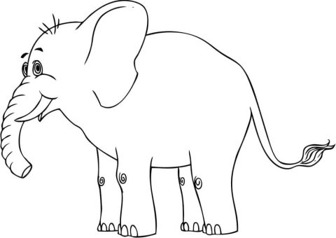 Desenho de Um Elefante Feliz para Colorir