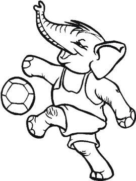 Desenho Pdf de Elefante Jogando Bola para Colorir