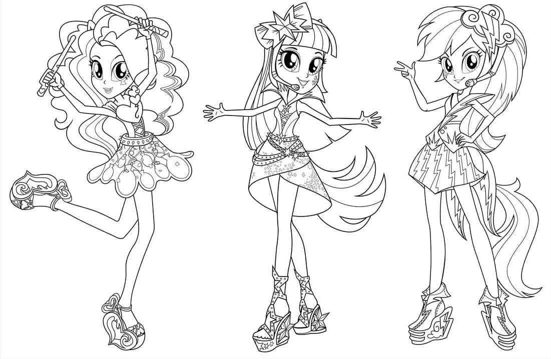 Desenho de Equestria Girls para Colorir com Giz de Cera Imprimivel