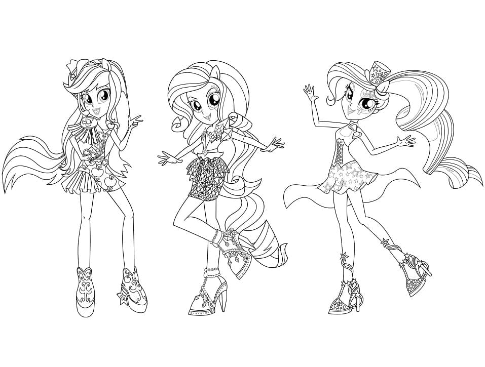 Desenho de Equestria Girls para Colorir com Giz de Cera Pdf