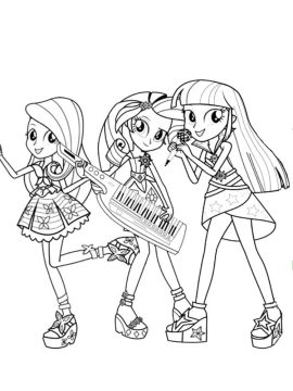 Desenho de Equestria Girls para Imprimir e Colorir Pdf