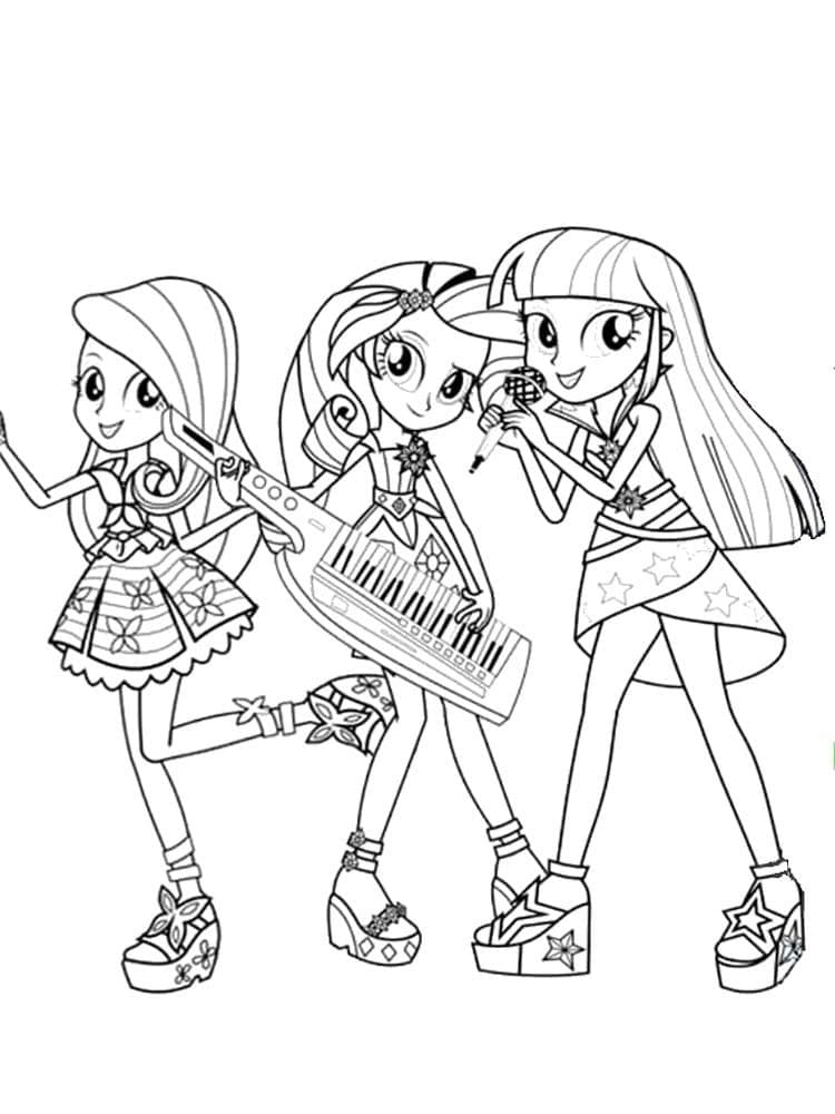Desenho de Equestria Girls para Imprimir e Colorir Pdf