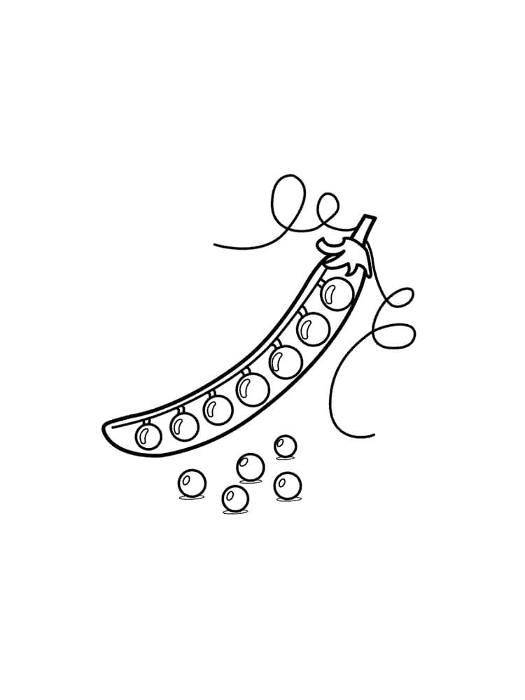 Desenho de Ervilha com Legumes para Imprimir