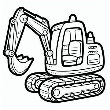 Desenho de Pintura de Escavadeira para Colorir