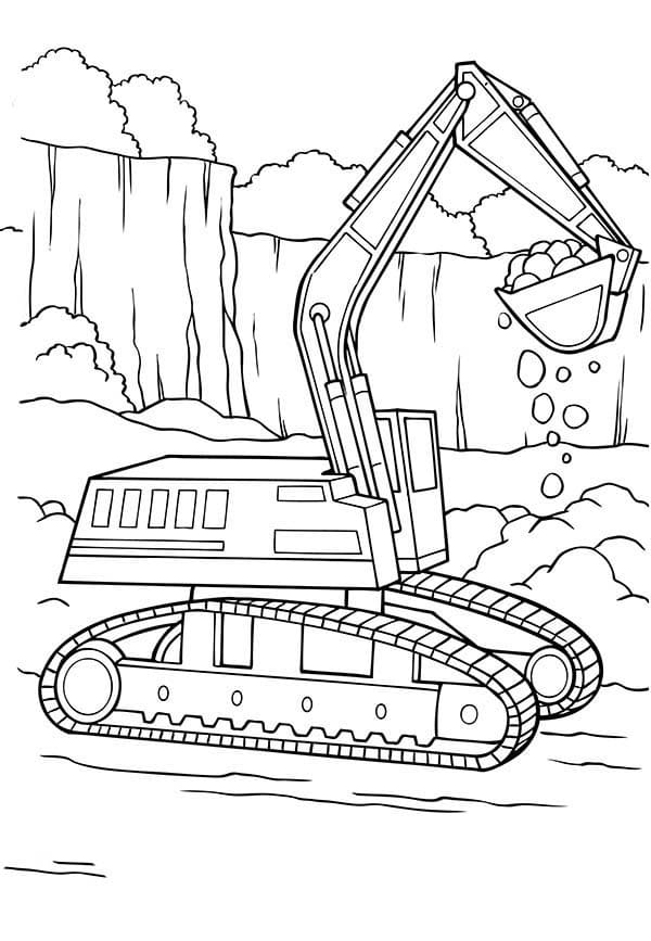 Desenho de Escavadeira Bonita para Colorir Pdf