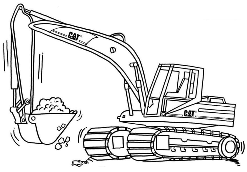 Desenho de Escavadeira Colorida para Colorir Pdf