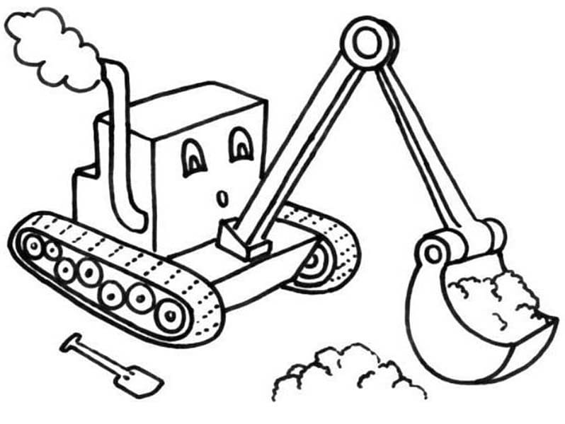 Desenho de Escavadeira com Pneus para Colorir Pdf