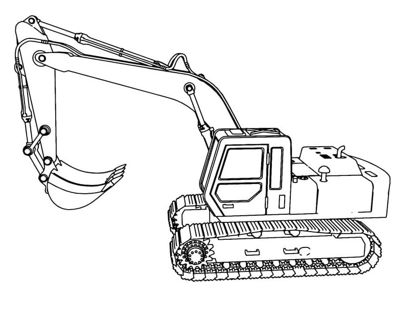 Desenho de Escavadeira Detalhada para Colorir