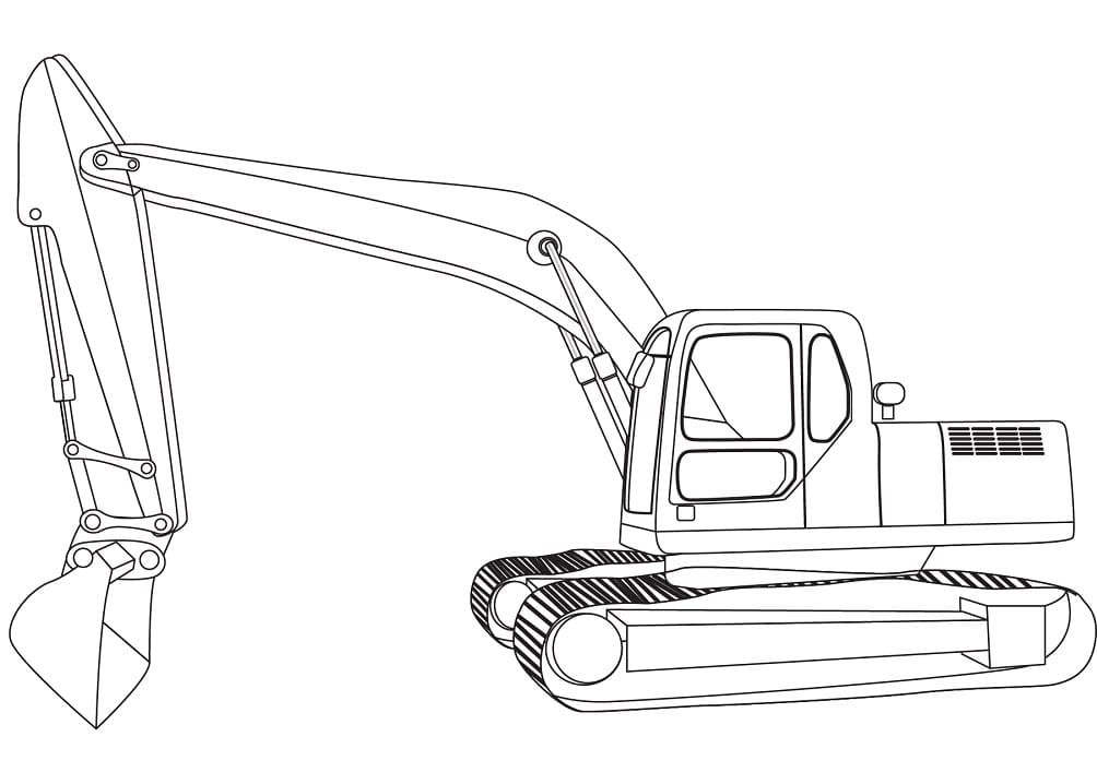 Desenho de Escavadeira Simples para Imprimir Lápis de Cor