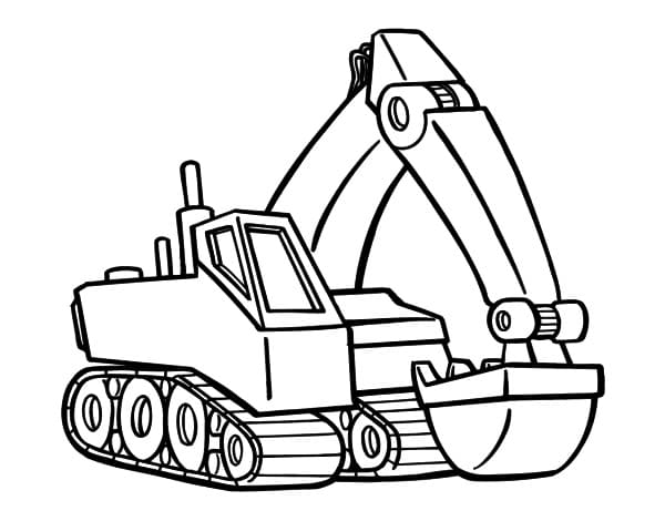 Desenho de Escavadeira Trabalhando para Colorir