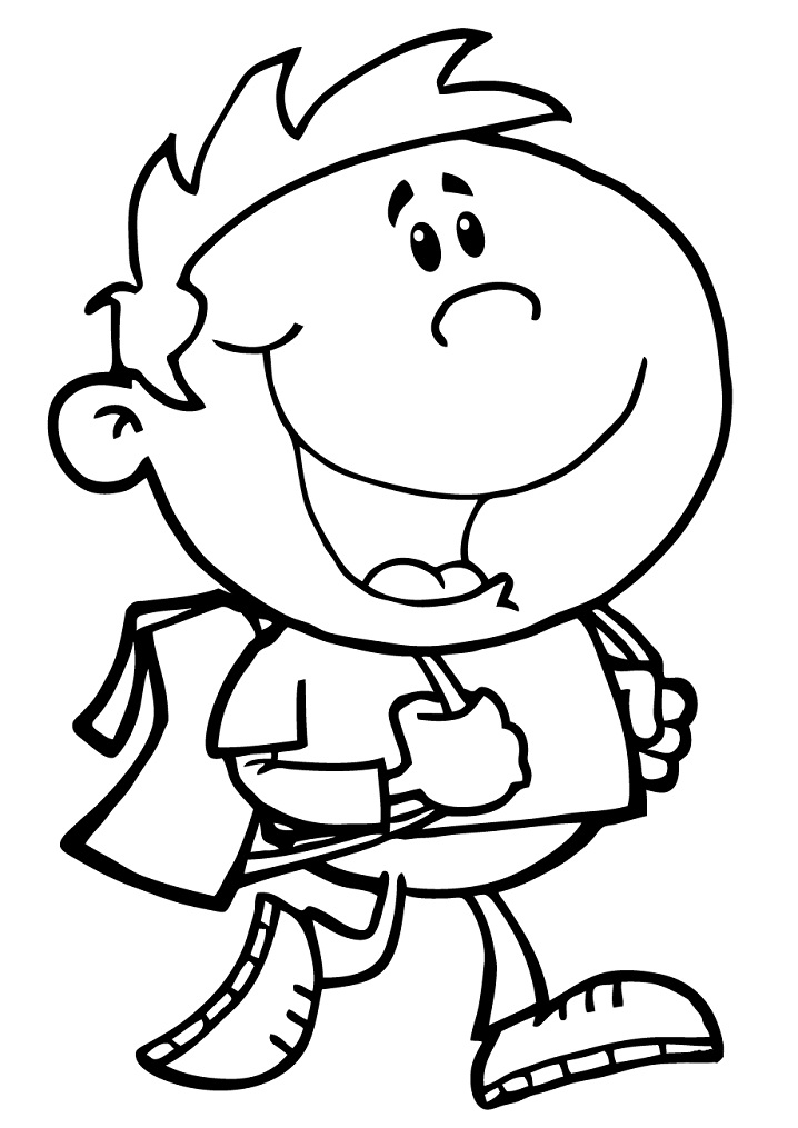Desenho de Aluno na Escola Download para Imprimir e Colorir