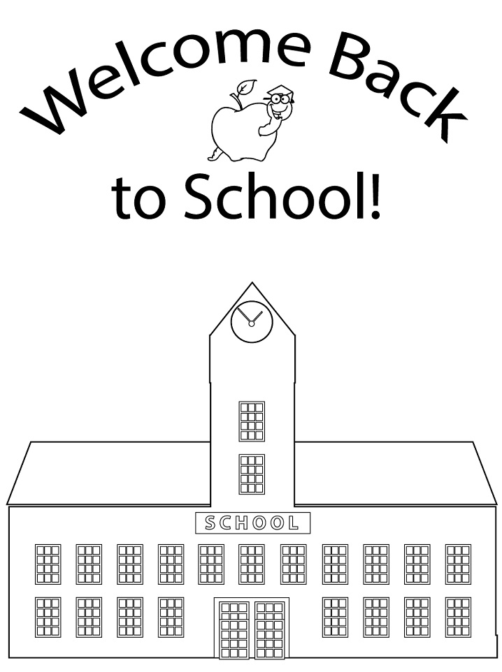 Desenho de Escola Grátis para Imprimir e Colorir