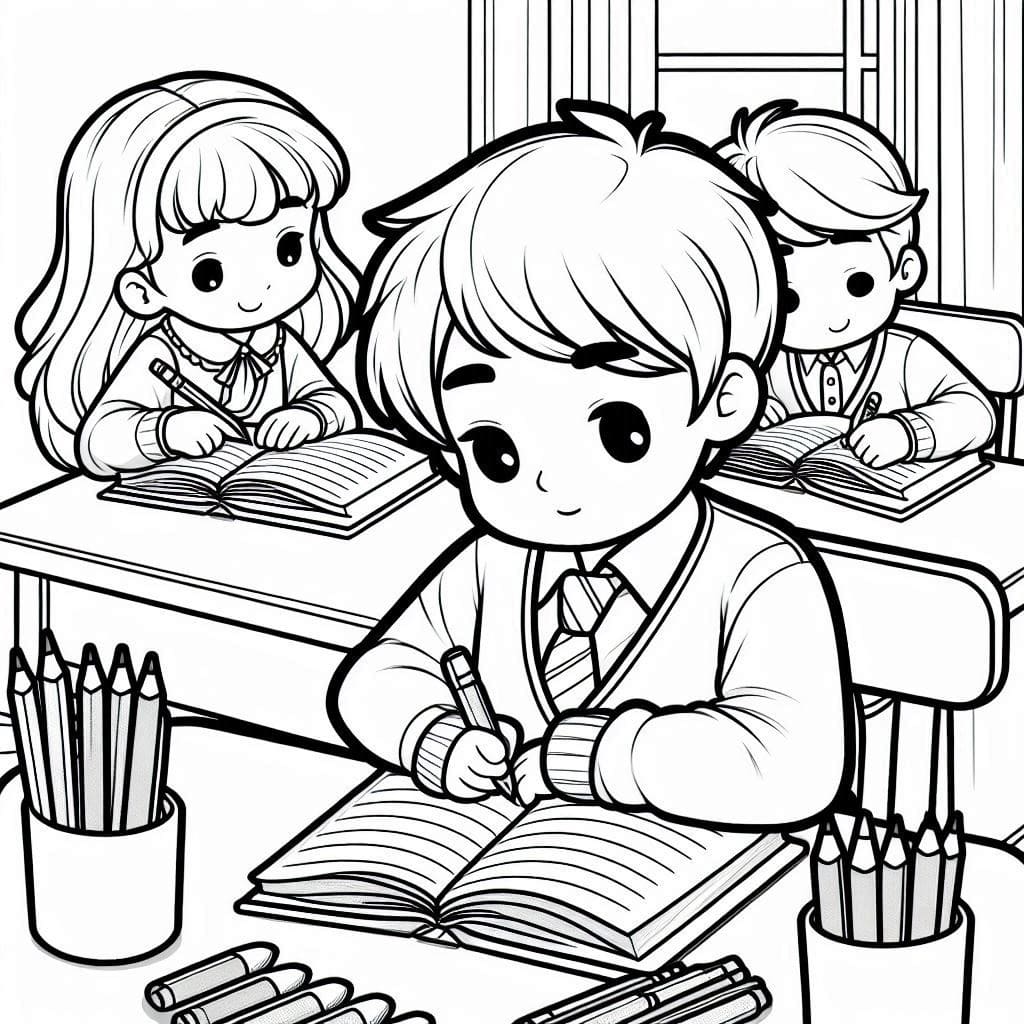 Desenho de Escola Imprimivel Pdf para Colorir