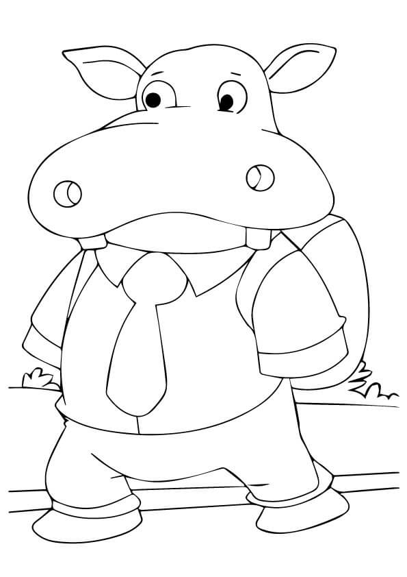 Desenho de Hipopótamo na Escola Pdf para Colorir