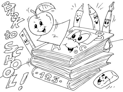 Desenho de Material Escolar de Desenho Animado grátis para Colorir