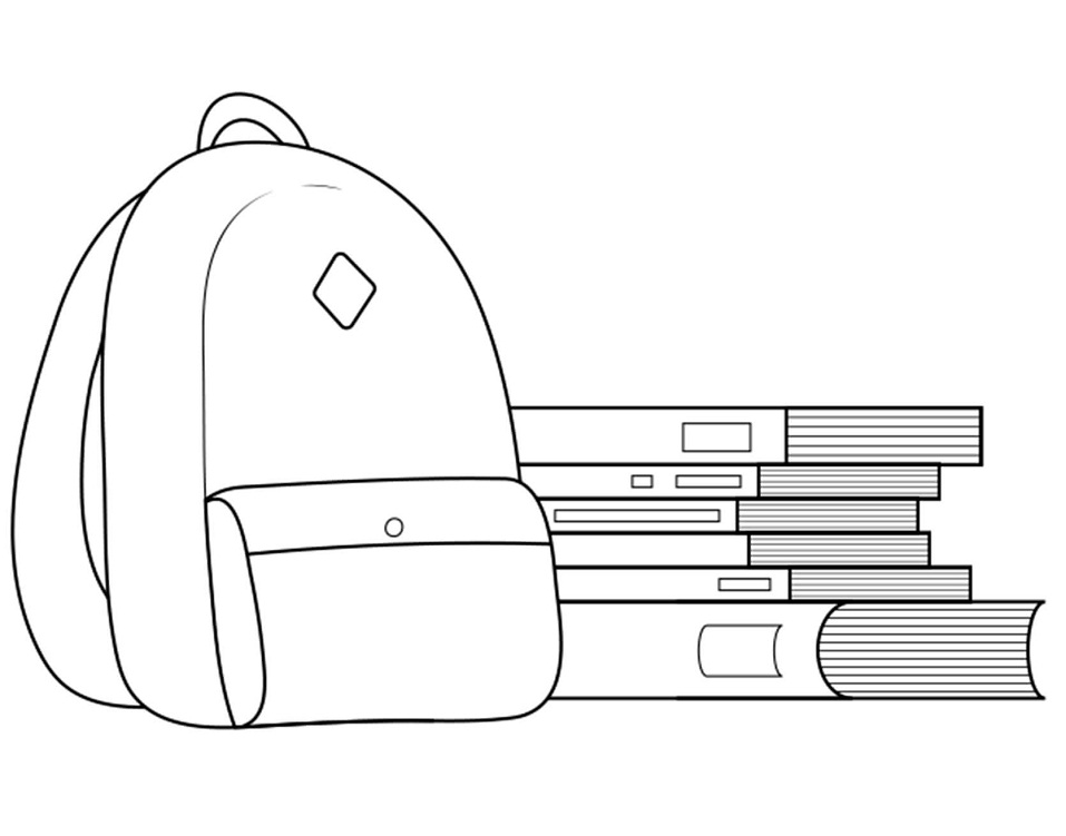 Desenho de Material Escolar para Colorir Imprimivel