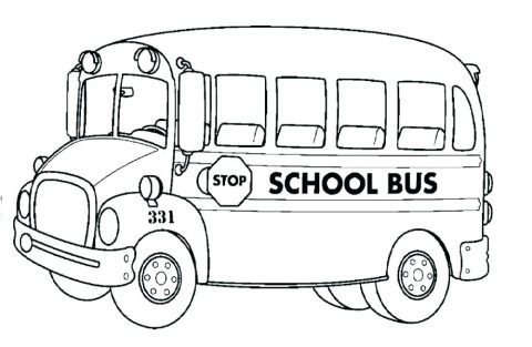 Desenho de Ônibus para Levar Alunos atê Escola para Colorir
