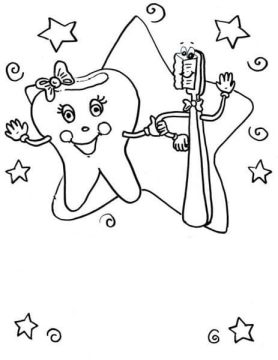Desenho Dente e Escova para Colorir