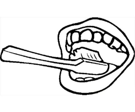 Desenho Escova de Dente e Boca para Colorir
