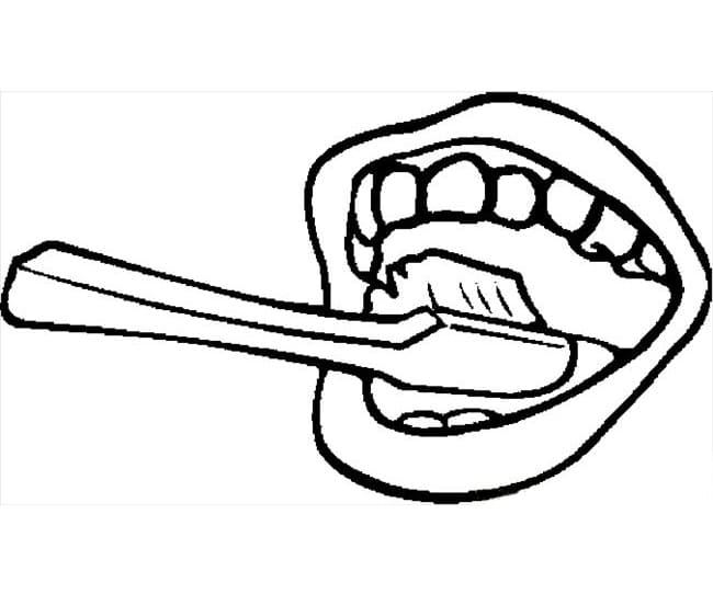 Desenho Escová de Dente e Boca para Colorir