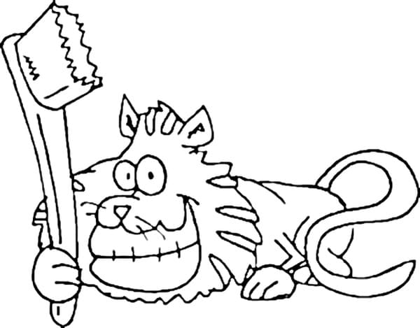 Desenho Monstrinho e Escová de Dentes para Colorir
