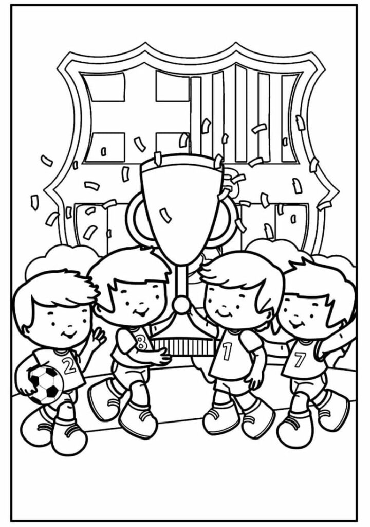 Desenho de Escudo do Barcelona Grátis para Crianças para Colorir