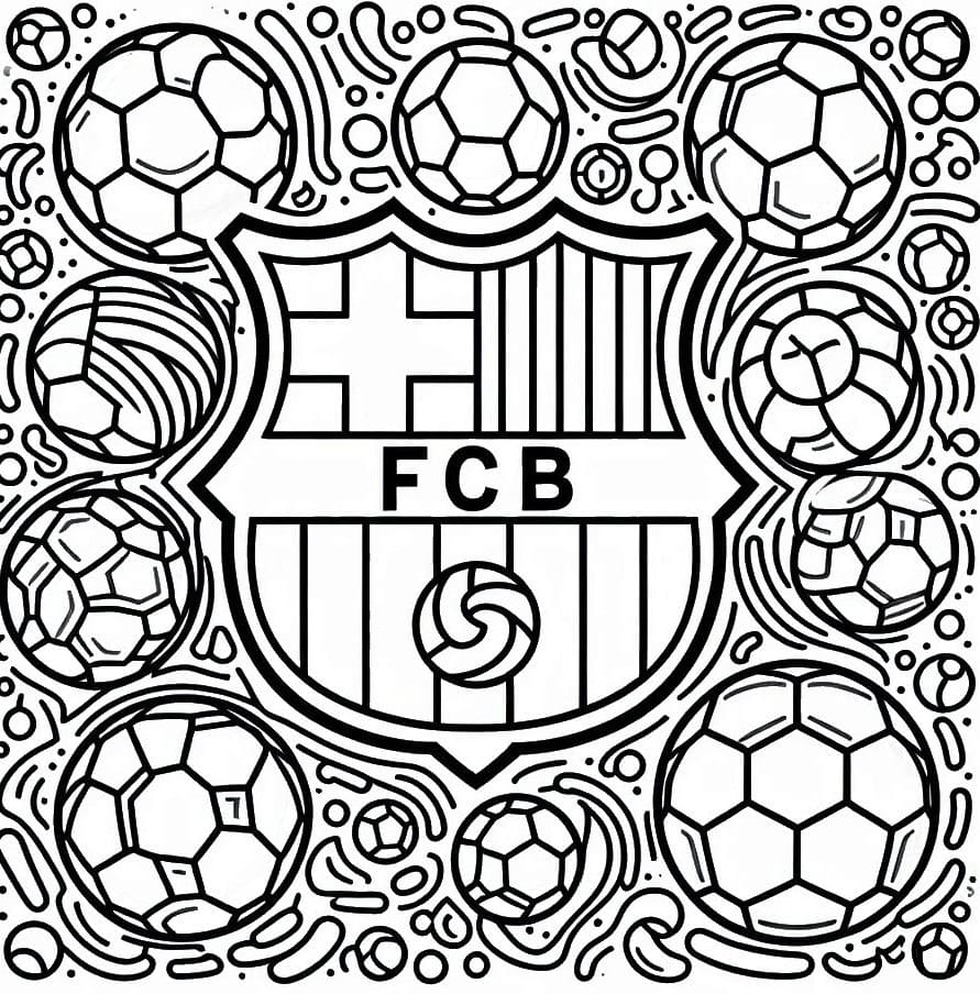 Desenho de Escudo do Barcelona Imprimivel para Crianças para Colorir