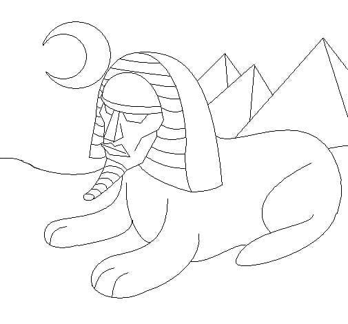 Desenho de Esfinge Antiga para Imprimir