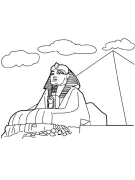 Desenho de pirâmide com Esfinge para Colorir