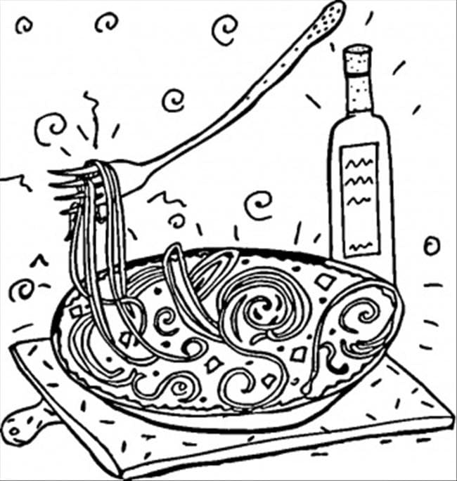 Desenho de Espaguete para Imprimir Lápis de Cor