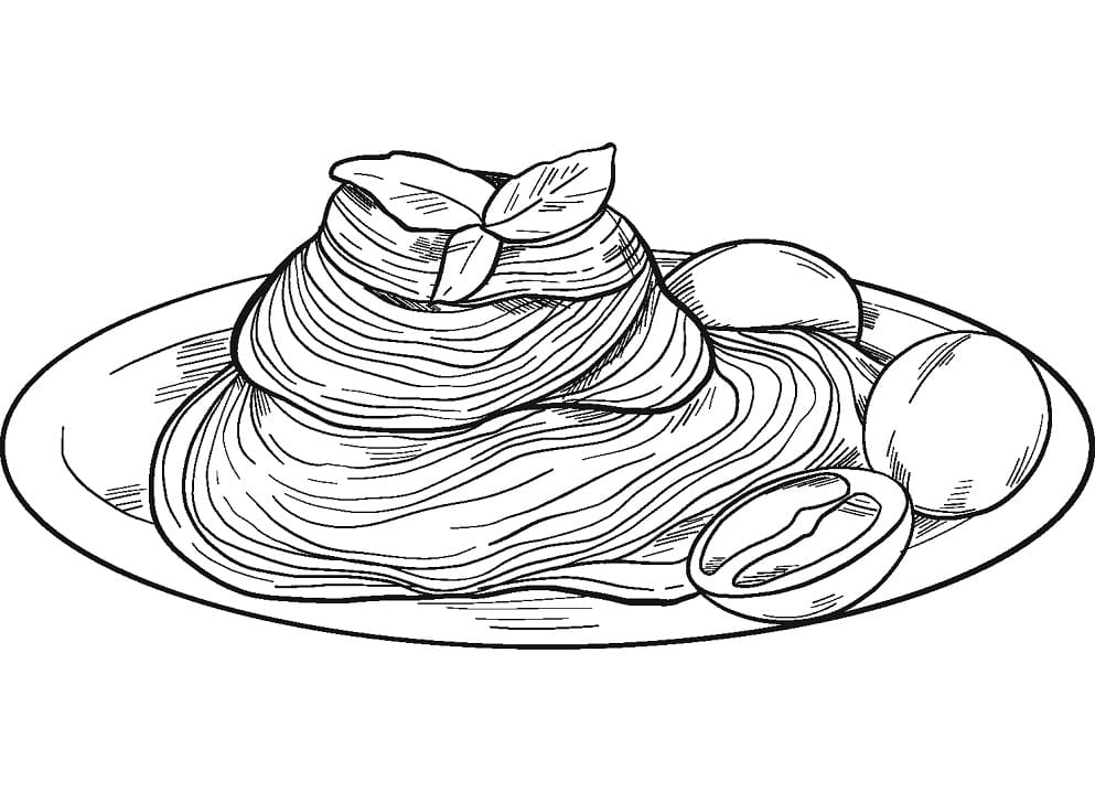 Desenho de Espaguete Realista para Imprimir