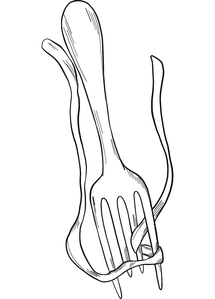 Desenho Espaguete no Garfo para Colorear