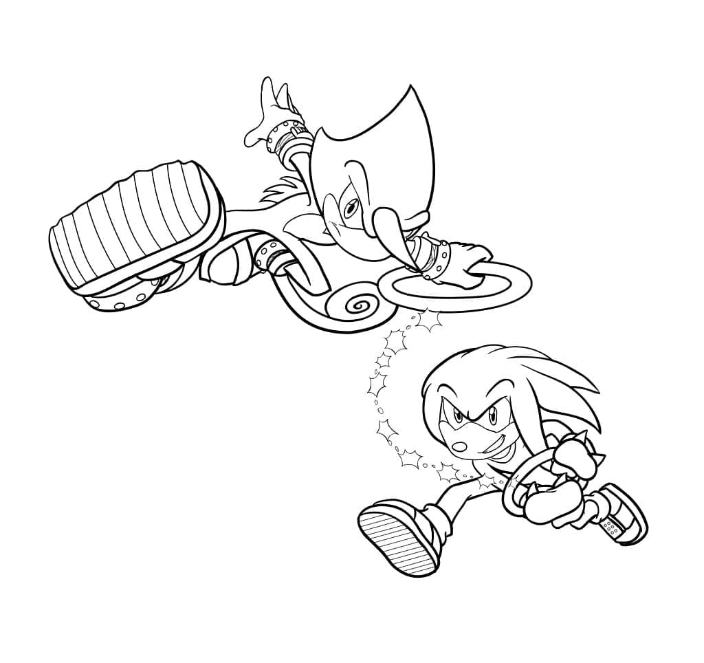 Desenho de Espio The Chameleon e Knuckles para Colorir