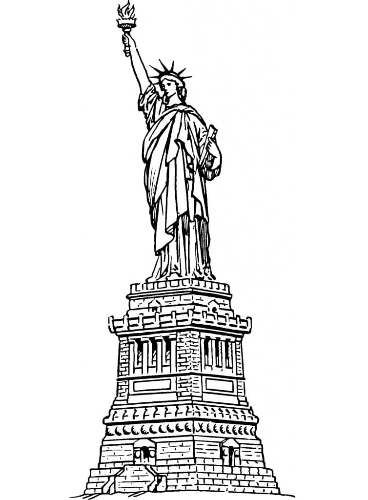 Desenho de Estátua da Liberdade Colorida para Colorir