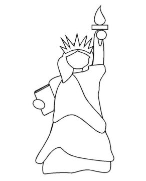 Desenho de estátua da Liberdade com Sol para Imprimir