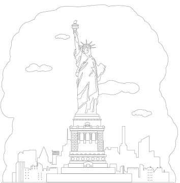 Desenho de estátua da Liberdade Detalhada para Colorir Pdf