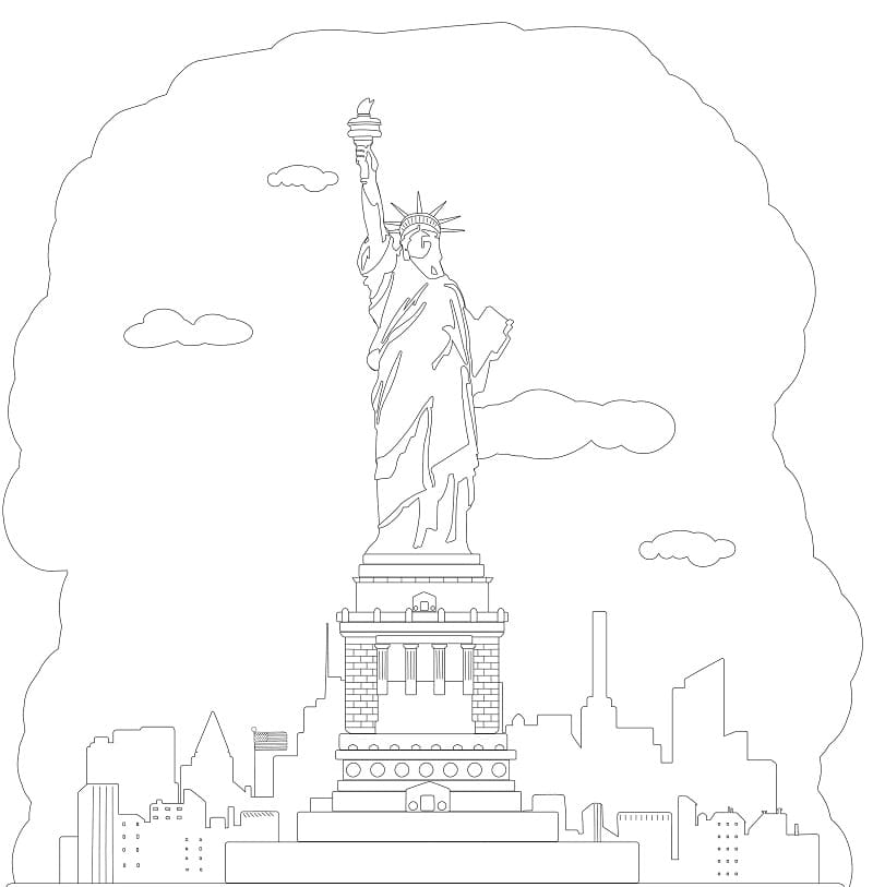 Desenho de Estátua da Liberdade Detalhada para Colorir Pdf