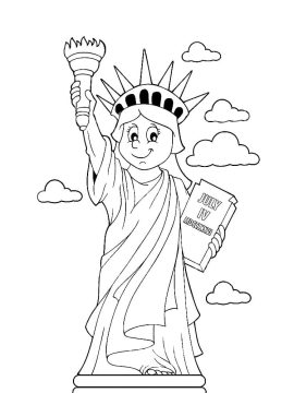 Desenho de estátua da Liberdade Fofa para Colorir Pdf
