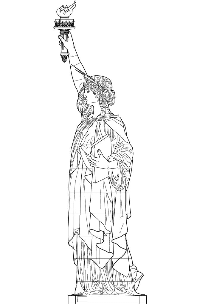 Desenho de Estátua da Liberdade Histórica para Colorir Pdf