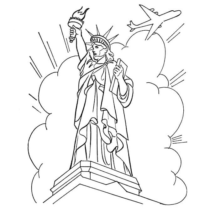 Desenho de Estátua da Liberdade no Céu para Imprimir