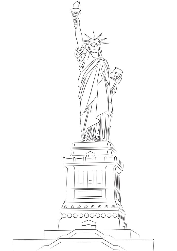 Desenho de Estátua da Liberdade para Imprimir Lápis de Cor