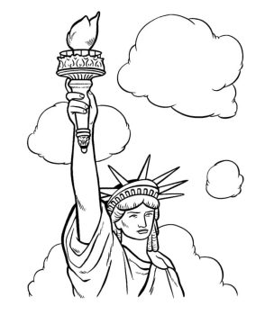 Desenho de estátua da Liberdade para Pintar Giz de Cera