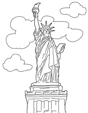 Desenho de estátua da Liberdade Simples para Imprimir lápis de Cor